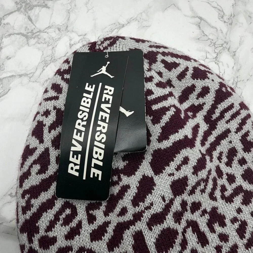 JORDAN JUMPAN Youth Mulberry Elephant Print Reversible Beanie-NWT!